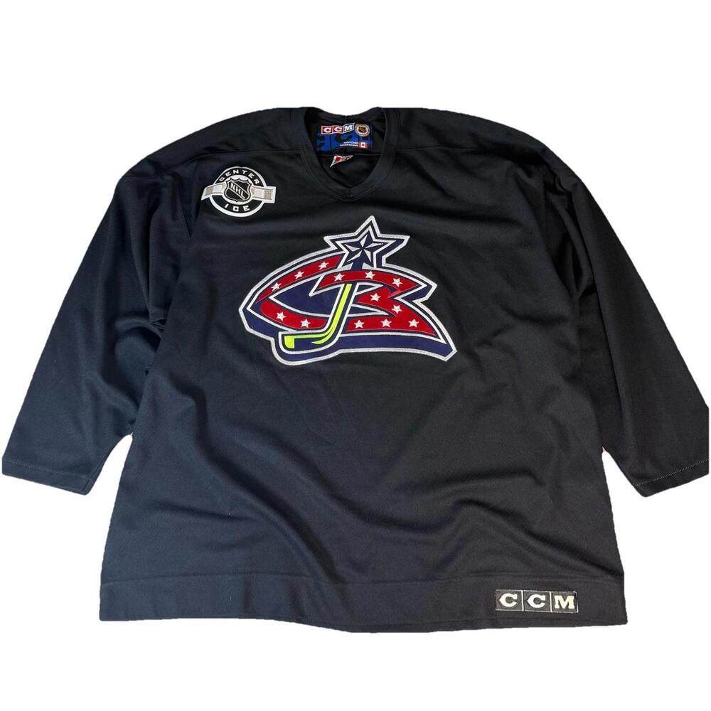 Vintage Columbus Blue Jackets‎ NHL Hockey Jersey CCM Center Ice Black Men's 2XL